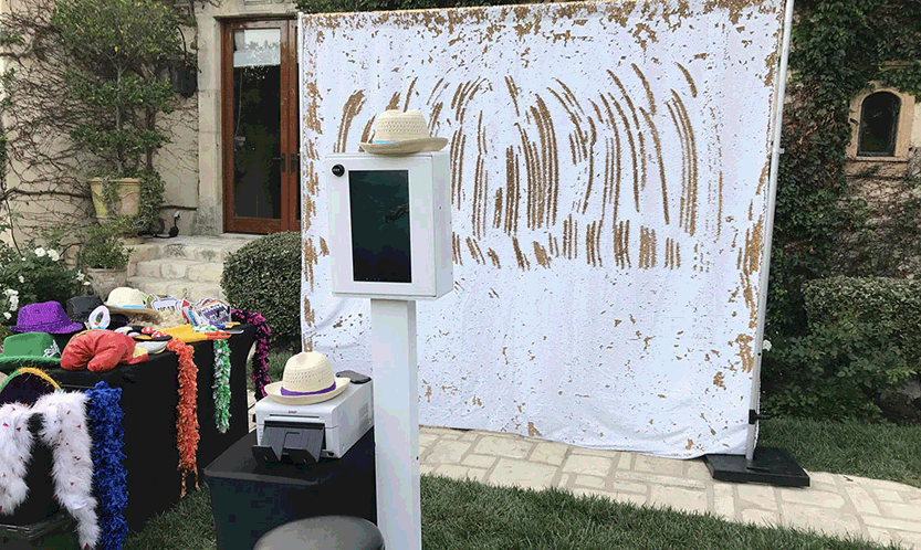  A Bakersfield selfie station comes with open air photo booth, props, custom background and everything else you see here.
